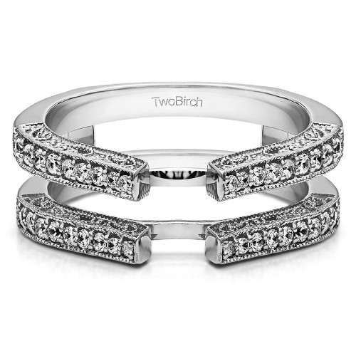 0.29 Ct. Cathedral Ring Guard with Millgrained Edges and Filigree Design