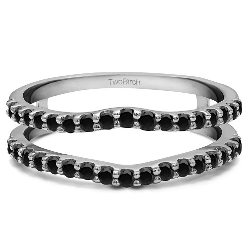 0.24 Ct. Black Stone Double Shared Prong Curved Ring Guard