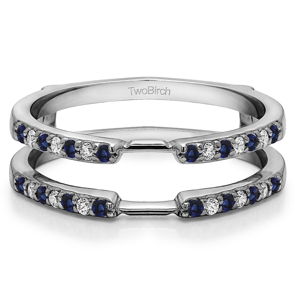 0.28 Ct. Sapphire and Diamond Delicate Shared Prong ring guard