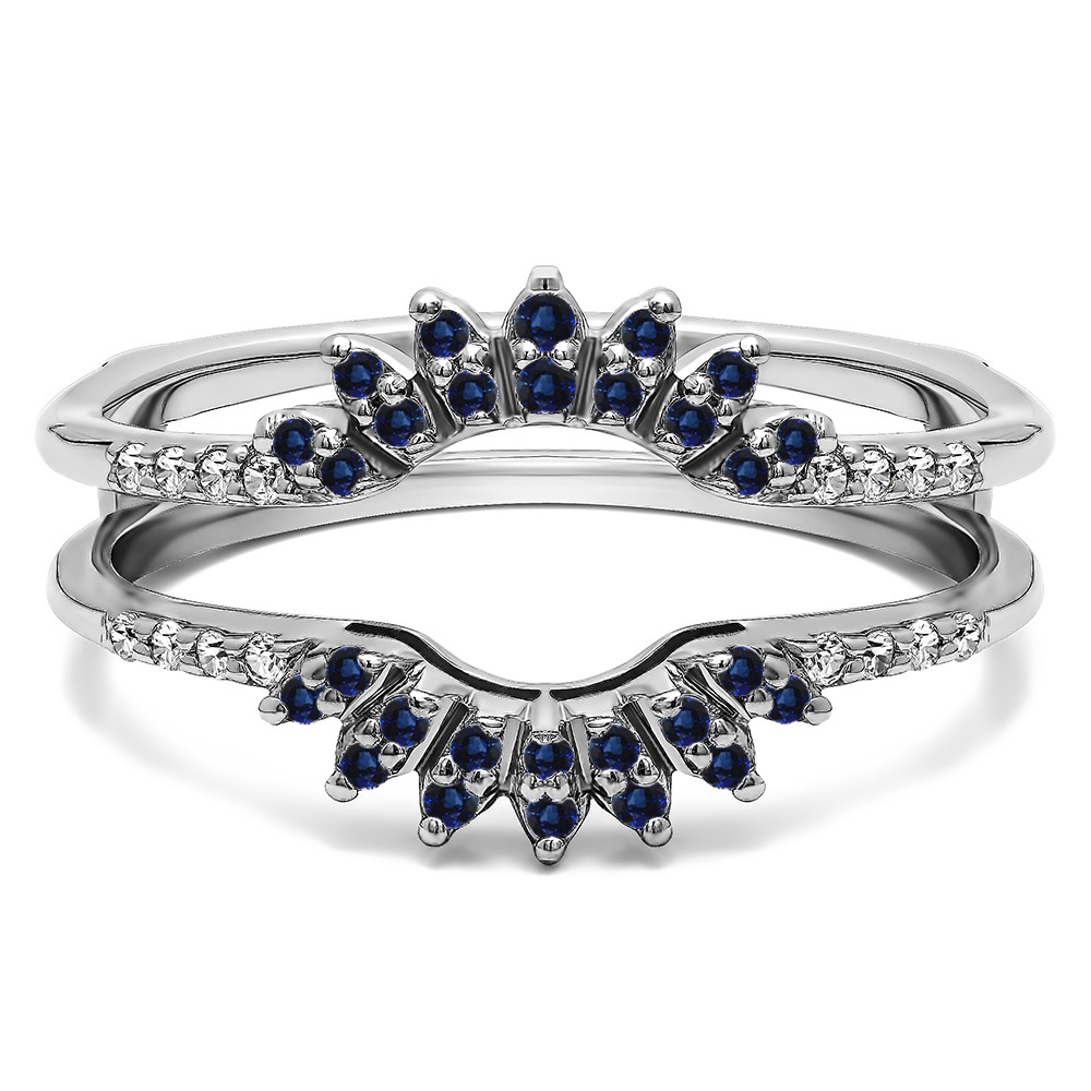 0.2 Ct. Sapphire and Diamond Contoured Wedding Ring Jacket