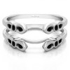 0.08 Ct. Black Stone Bezel Cathedral Wedding Ring Guard