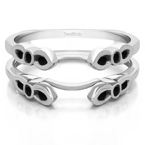 0.08 Ct. Black Stone Bezel Cathedral Wedding Ring Guard