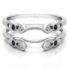 0.08 Ct. Sapphire and Diamond Bezel Cathedral Wedding Ring Guard