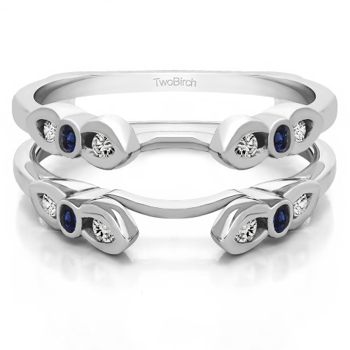 0.08 Ct. Sapphire and Diamond Bezel Cathedral Wedding Ring Guard