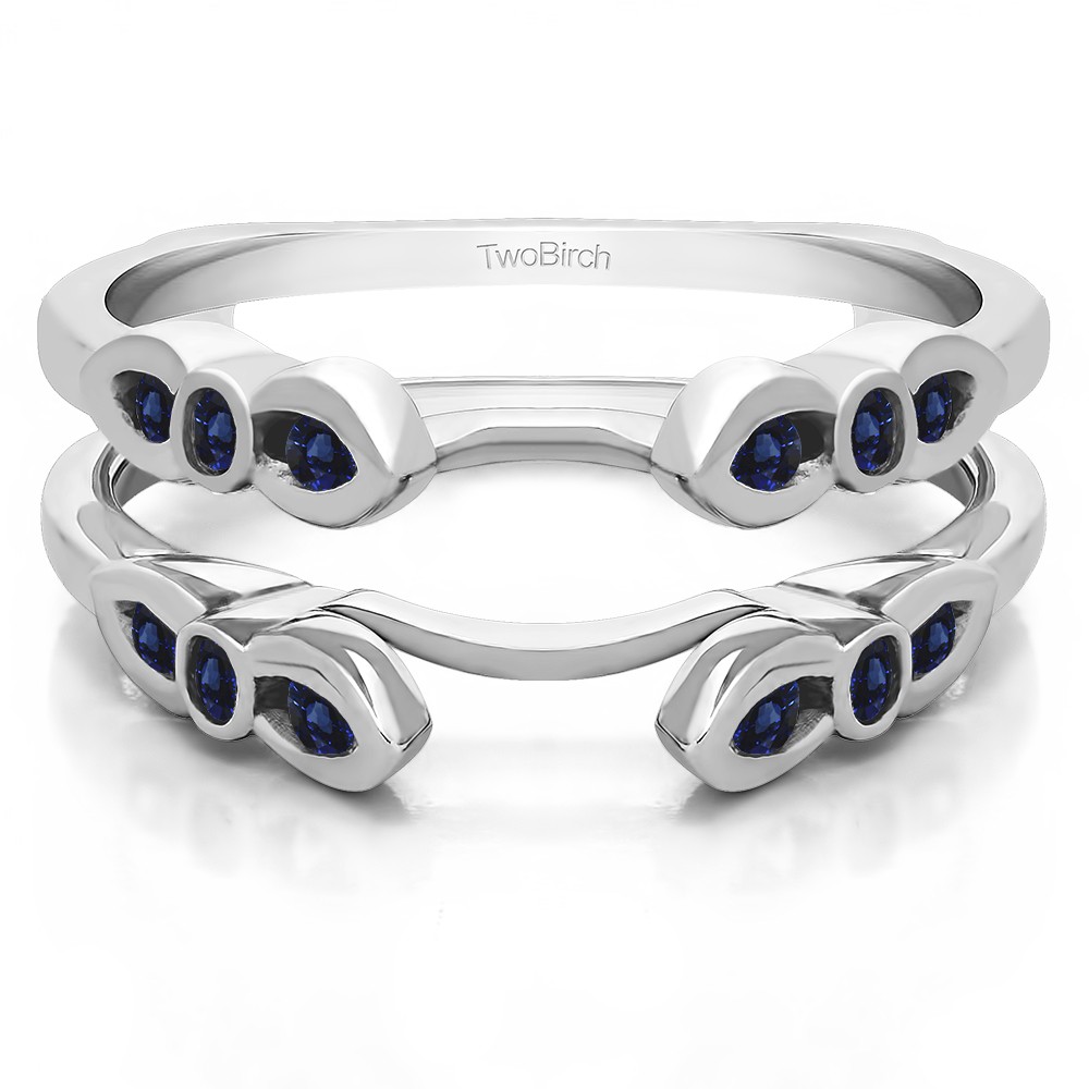 0.08 Ct. Sapphire Bezel Cathedral Wedding Ring Guard