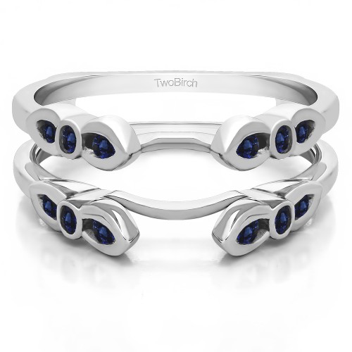 0.08 Ct. Sapphire Bezel Cathedral Wedding Ring Guard