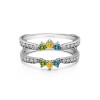 Genuine Birthstone Crown Inspired Half Halo Wedding Ring Guard Enhancer (0.56 Carat)