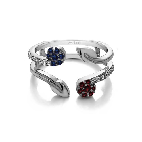 Genuine Birthstone Two Stone Leaf Ring Guard Enhancer (0.41 Carat)