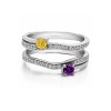 Genuine Birthstone Two Stone Wedding Ring Guard Enhancer (0.66 Carat)