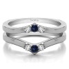 0.2 Ct. Sapphire and Diamond Three Stone Chevron Style Ring Guard Enhancer