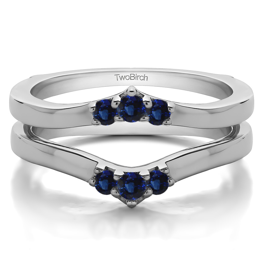 0.2 Ct. Sapphire Three Stone Chevron Style Ring Guard Enhancer