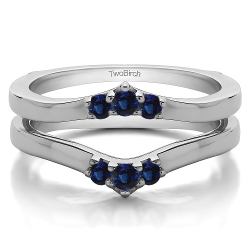 0.2 Ct. Sapphire Three Stone Chevron Style Ring Guard Enhancer