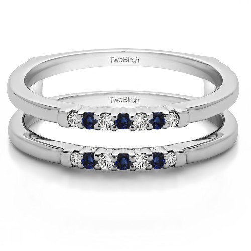 0.175 Ct. Sapphire and Diamond Raised Shared Prong Ring Guard
