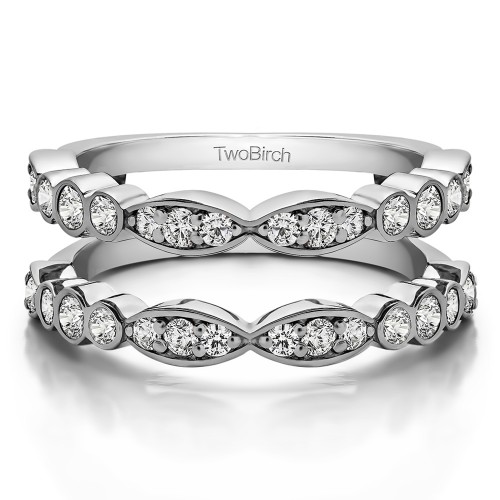 0.64 Ct. Alternating Marquise Shape and Round Ring Guard