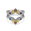 Genuine Birthstone Chevron Style Ring Guard with Millgrained Edges and Filigree Cut Out Design (0.74 Carat)