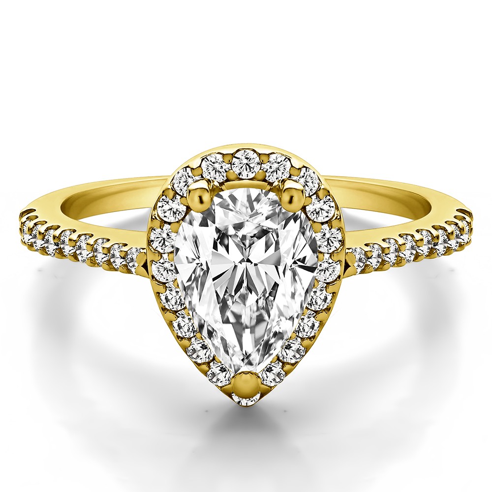 1 Ct. Pear Classic Halo Pave Engagement Ring