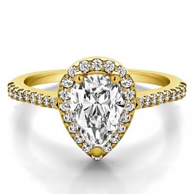 1 Ct. Pear Classic Halo Pave Engagement Ring