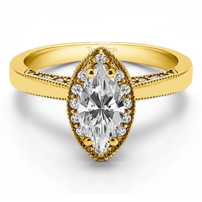 1 Carat Marquise Halo Solitaire Engagement Ring