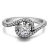 1 Carat Round Bypass Halo Engagement Ring