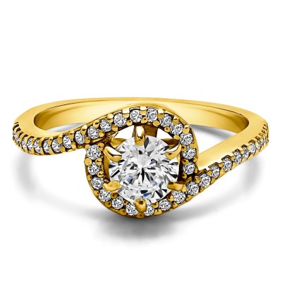 1 Carat Round Bypass Halo Engagement Ring