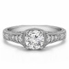 1 Carat Round Vintage Engagement Ring with Graduated Stones