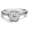 1 Carat Round Halo Twisted Shank Engagement Ring