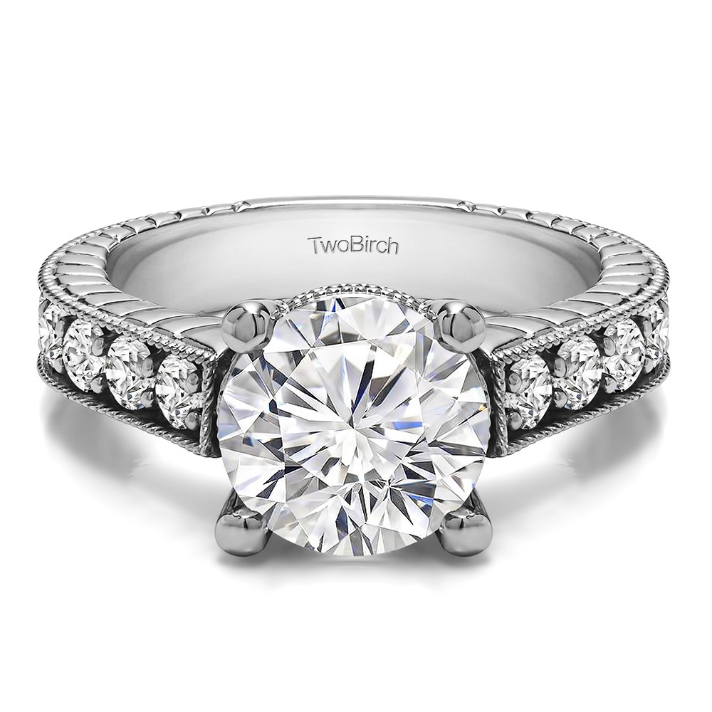 1 Ct. Round Vintage Engagement Ring with Millgraining