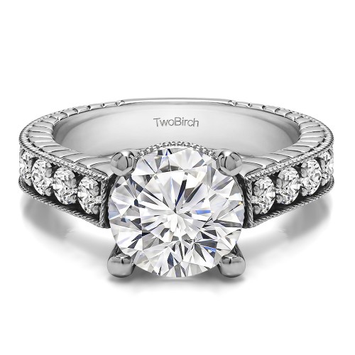 1 Ct. Round Vintage Engagement Ring with Millgraining