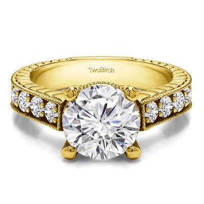 1 Ct. Round Vintage Engagement Ring with Millgraining