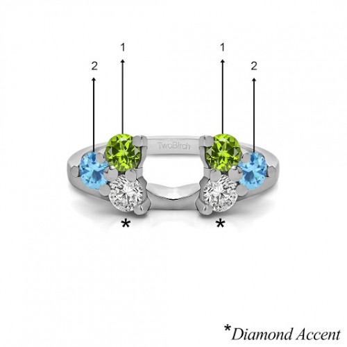 Genuine Birthstone Three Stone Ring Wrap Enhancer(0.51 Carat)