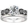 0.15 Ct. Black Graduated Four Stone Shared Prong Set Ring Wrap