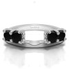 0.15 Ct. Black Graduated Four Stone Shared Prong Set Ring Wrap
