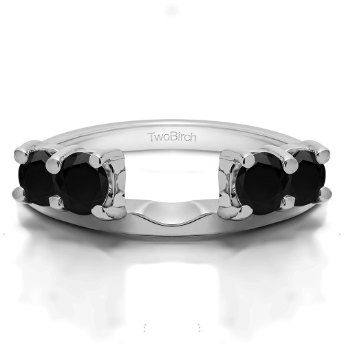 0.15 Ct. Black Graduated Four Stone Shared Prong Set Ring Wrap