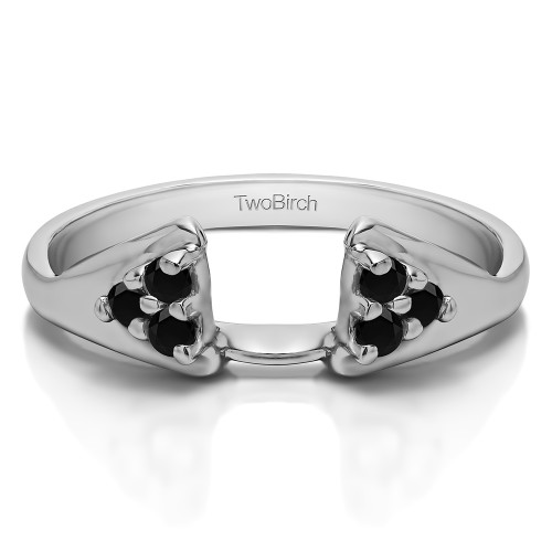 0.15 Ct. Black Six Stone Prong Set Cluster Ring Wrap Enhancer