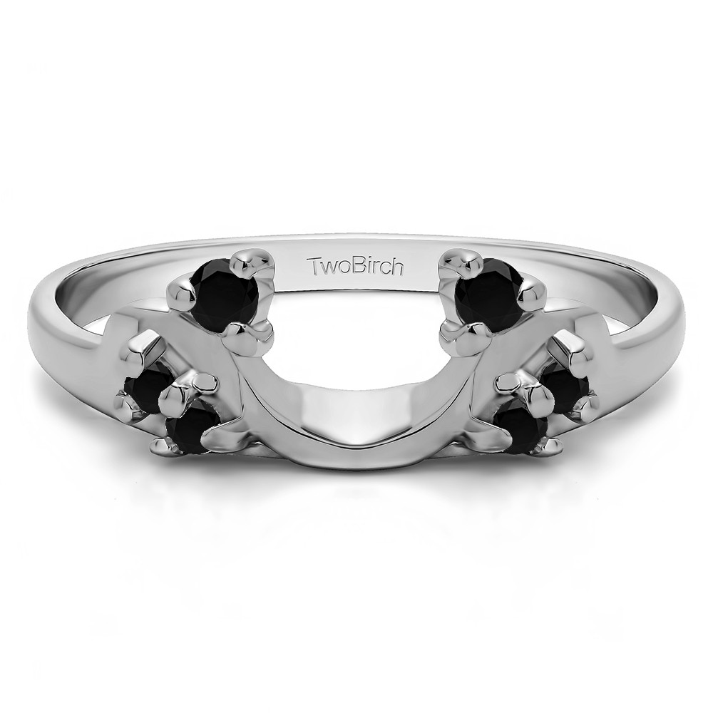0.12 Ct. Black Bypass Shared Prong Six Stone Ring Wrap