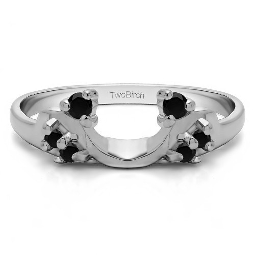 0.12 Ct. Black Bypass Shared Prong Six Stone Ring Wrap