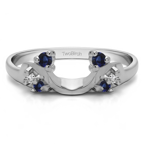 0.12 Ct. Sapphire and Diamond Bypass Shared Prong Six Stone Ring Wrap