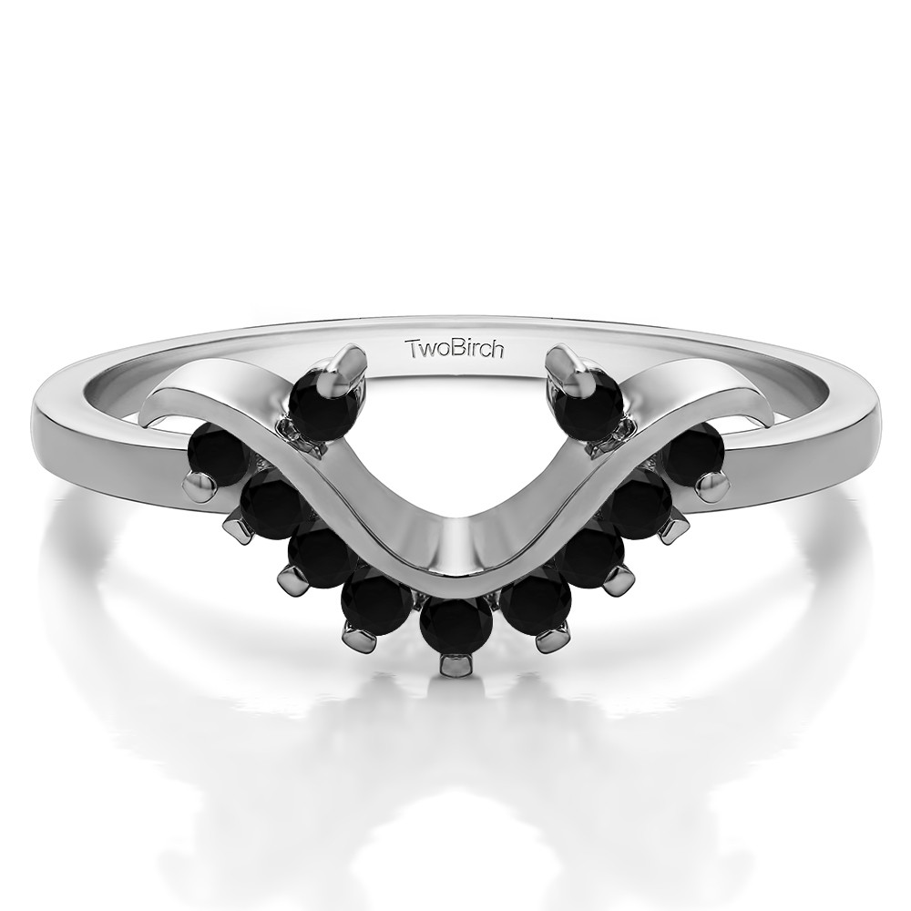 0.2 Ct. Black Round Chevron Swirl Prong Set Ring Wrap