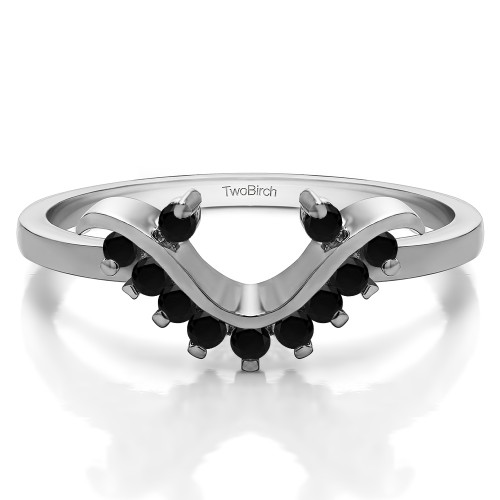0.2 Ct. Black Round Chevron Swirl Prong Set Ring Wrap