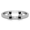 0.13 Ct. Black and White Round Half Round Halo Ring Wrap