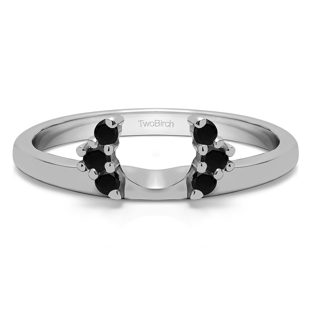 0.13 Ct. Black Round Half Round Halo Ring Wrap