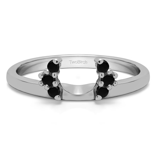 0.13 Ct. Black Round Half Round Halo Ring Wrap
