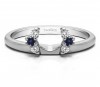 0.13 Ct. Sapphire and Diamond Round Half Round Halo Ring Wrap