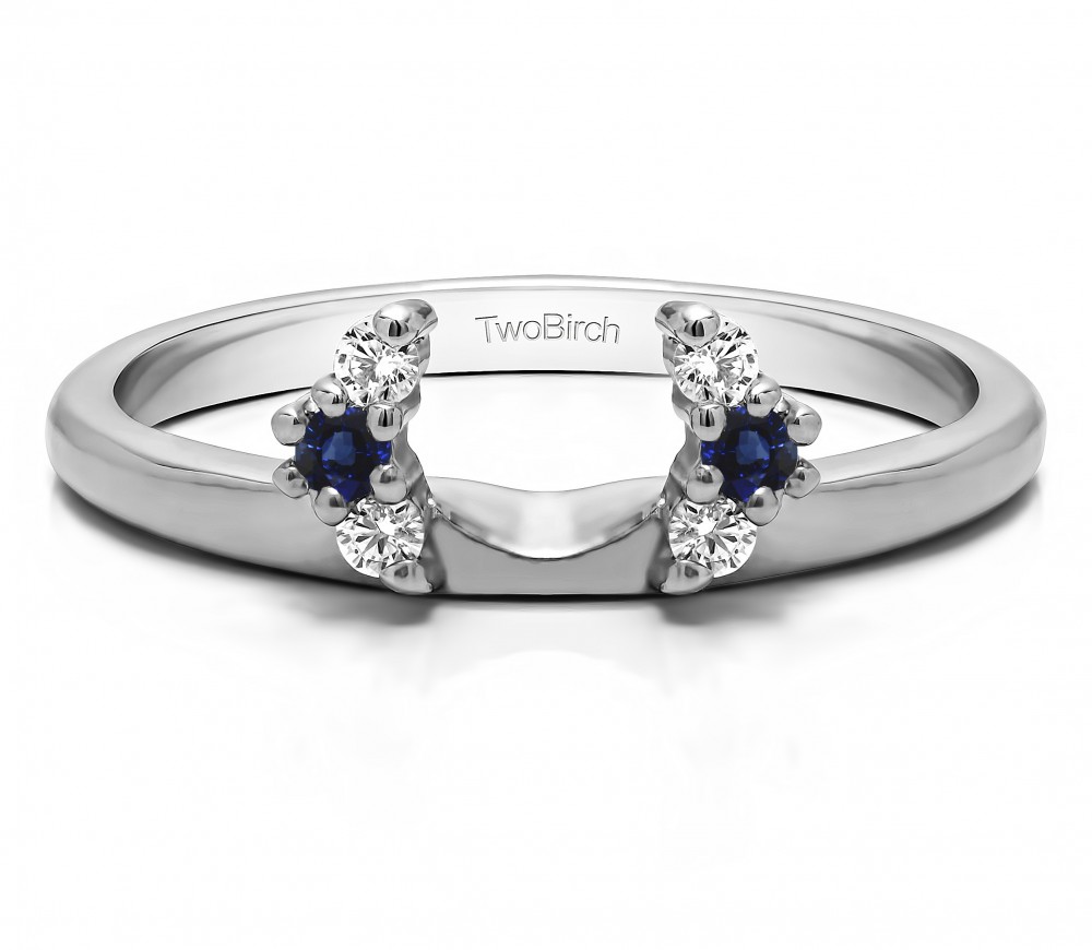 0.13 Ct. Sapphire and Diamond Round Half Round Halo Ring Wrap