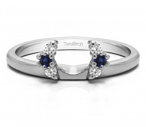0.13 Ct. Sapphire and Diamond Round Half Round Halo Ring Wrap