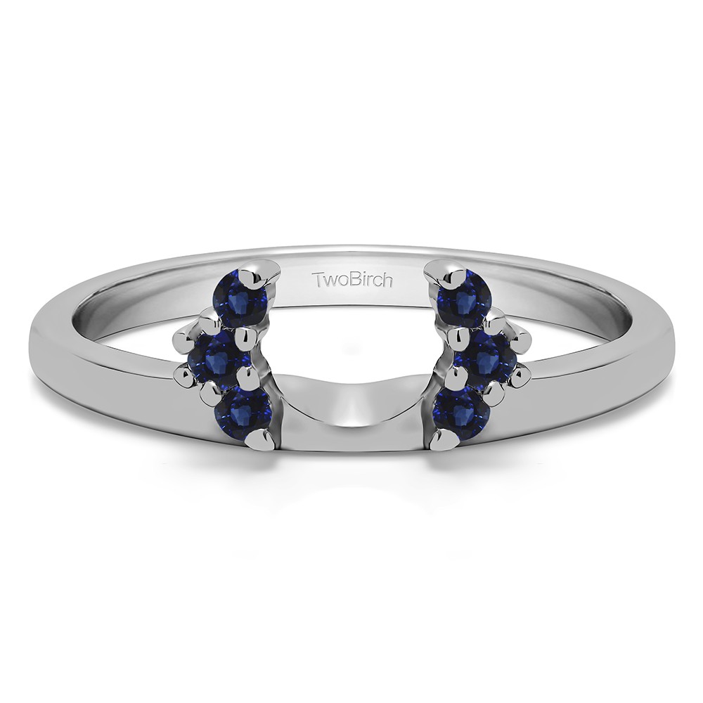 0.13 Ct. Sapphire Round Half Round Halo Ring Wrap