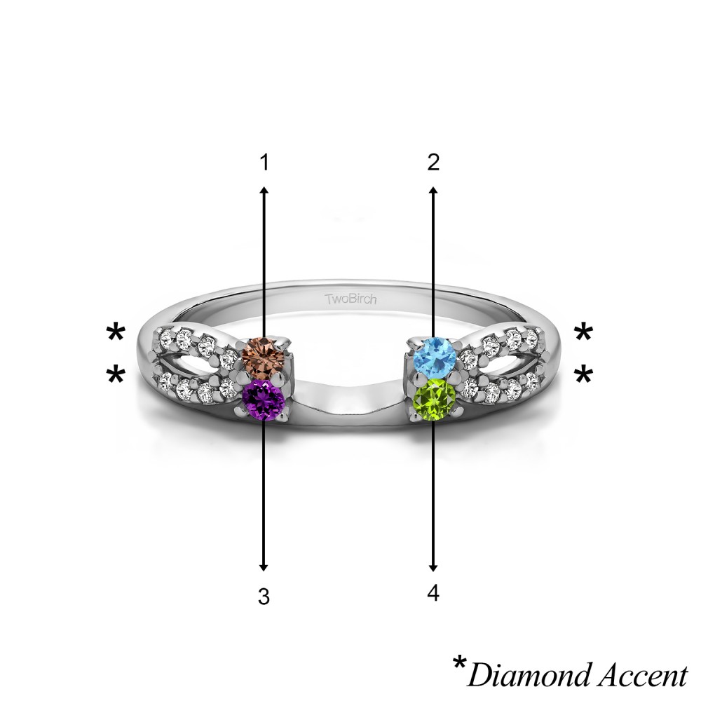 Genuine Birthstone Delicate Bow Style Ring Wrap(0.2 Carat)
