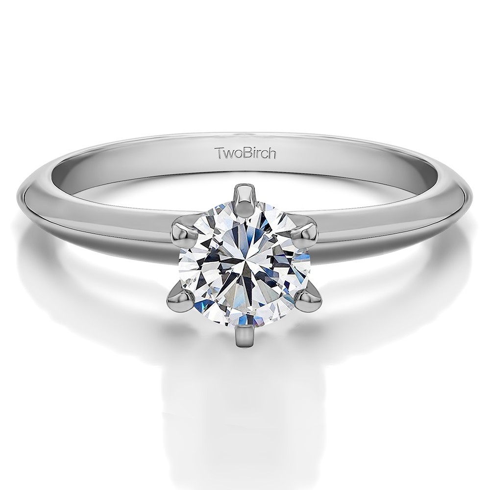 1 Carat Round Six Prong Traditional Style Solitaire Engagement Ring