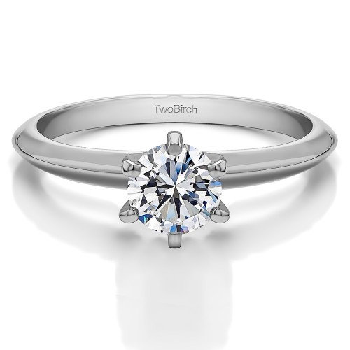 1 Carat Round Six Prong Traditional Style Solitaire Engagement Ring