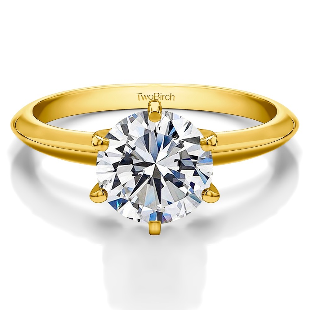 1 Carat Round Six Prong Traditional Style Solitaire Engagement Ring